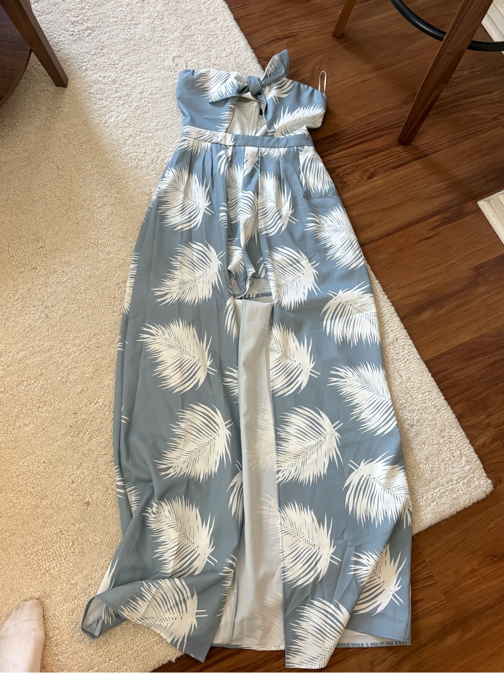 Ruby & Jenna shorts romper Blue Palm Print Maxi Dress